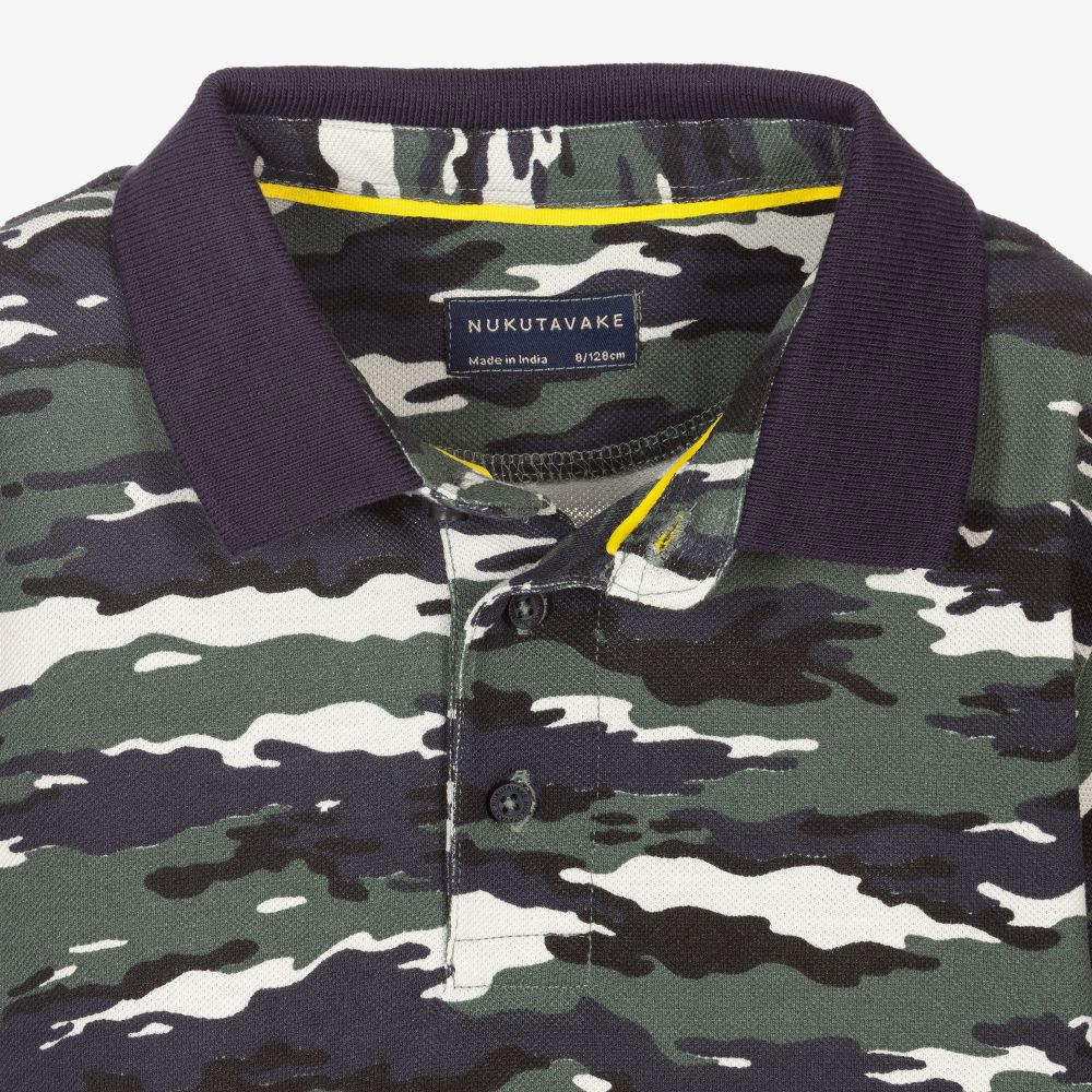 Mayoral Нукутаваке-Зеленая рубашка поло с камуфляжным принтом | Childrensalon Outlet