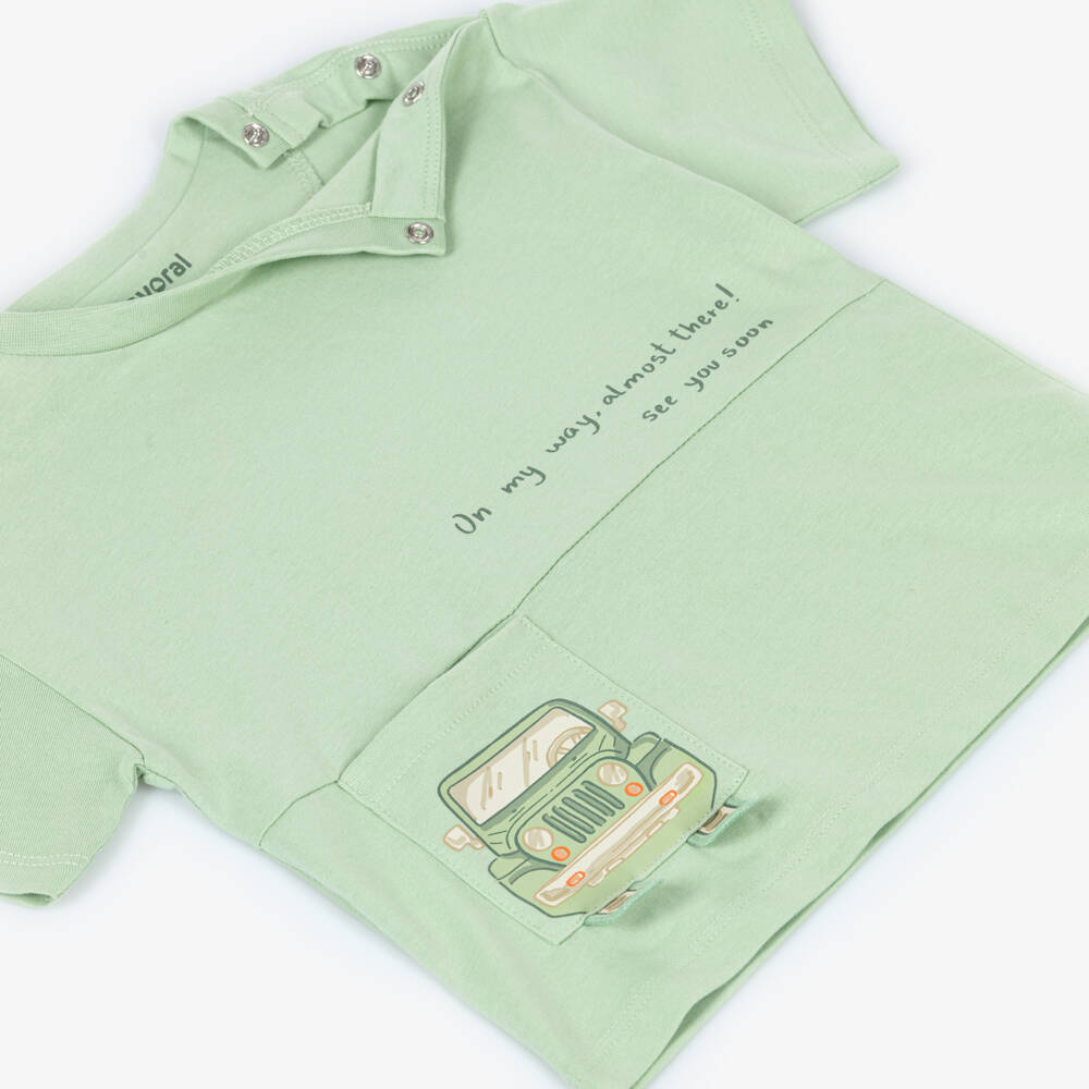 Mayoral-Green Car T-shirt | Childrensalon Outlet