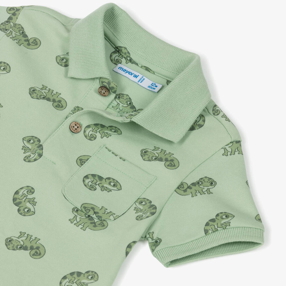 Mayoral-Green Chameleon Polo Shirt | Childrensalon Outlet