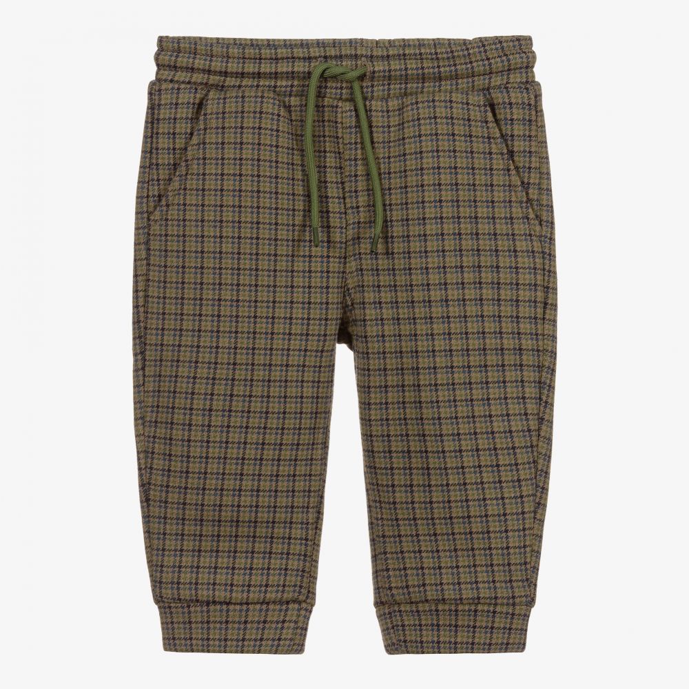 Mayoral - Green Check Cotton Joggers | Childrensalon