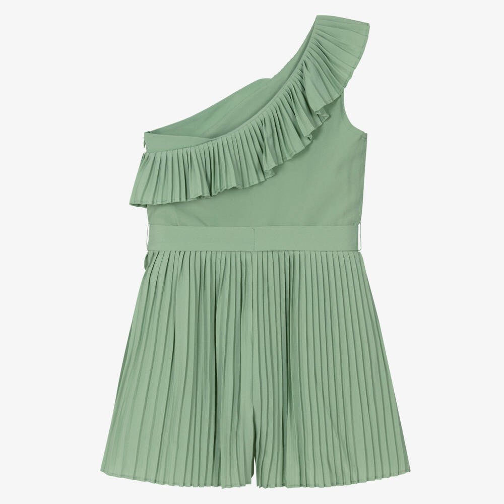 Mayoral-Зеленый шифоновый плиссированный комбинезон для девочек | Childrensalon Outlet