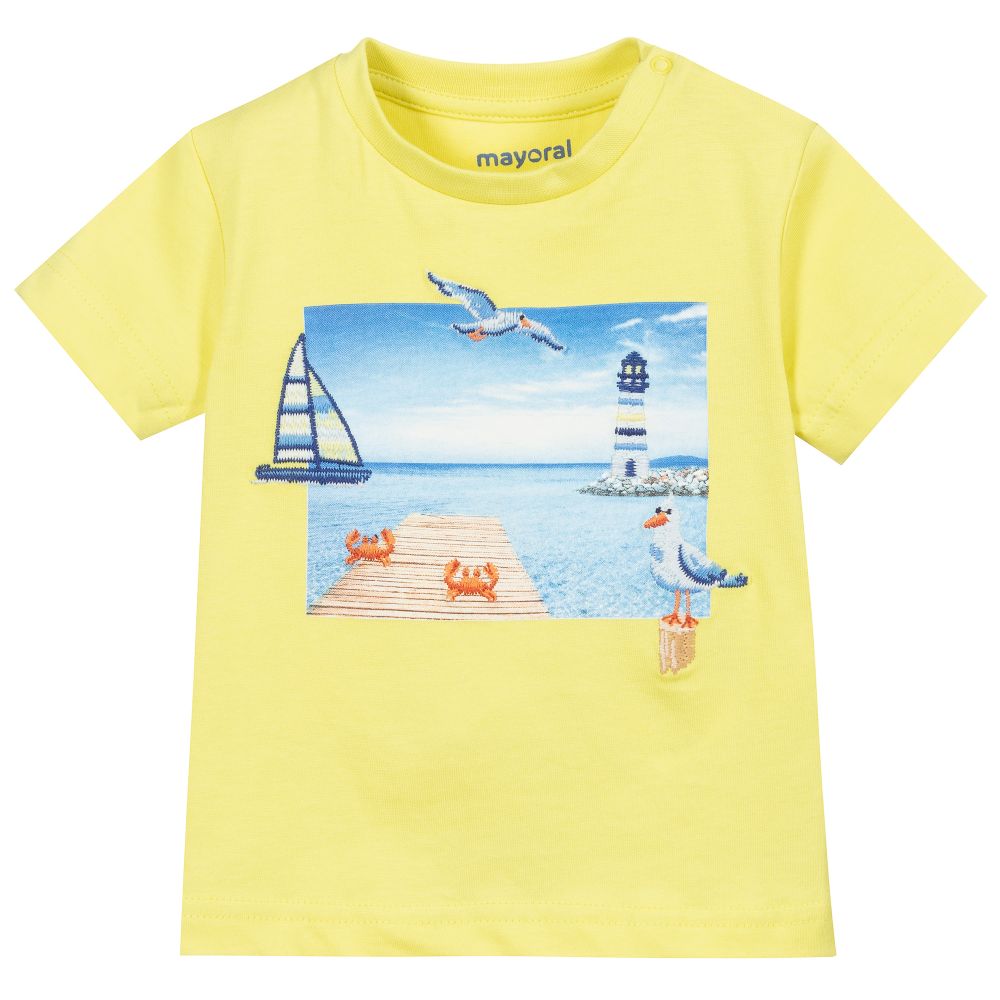 Mayoral-Green Cotton Seaside T-Shirt | Childrensalon Outlet