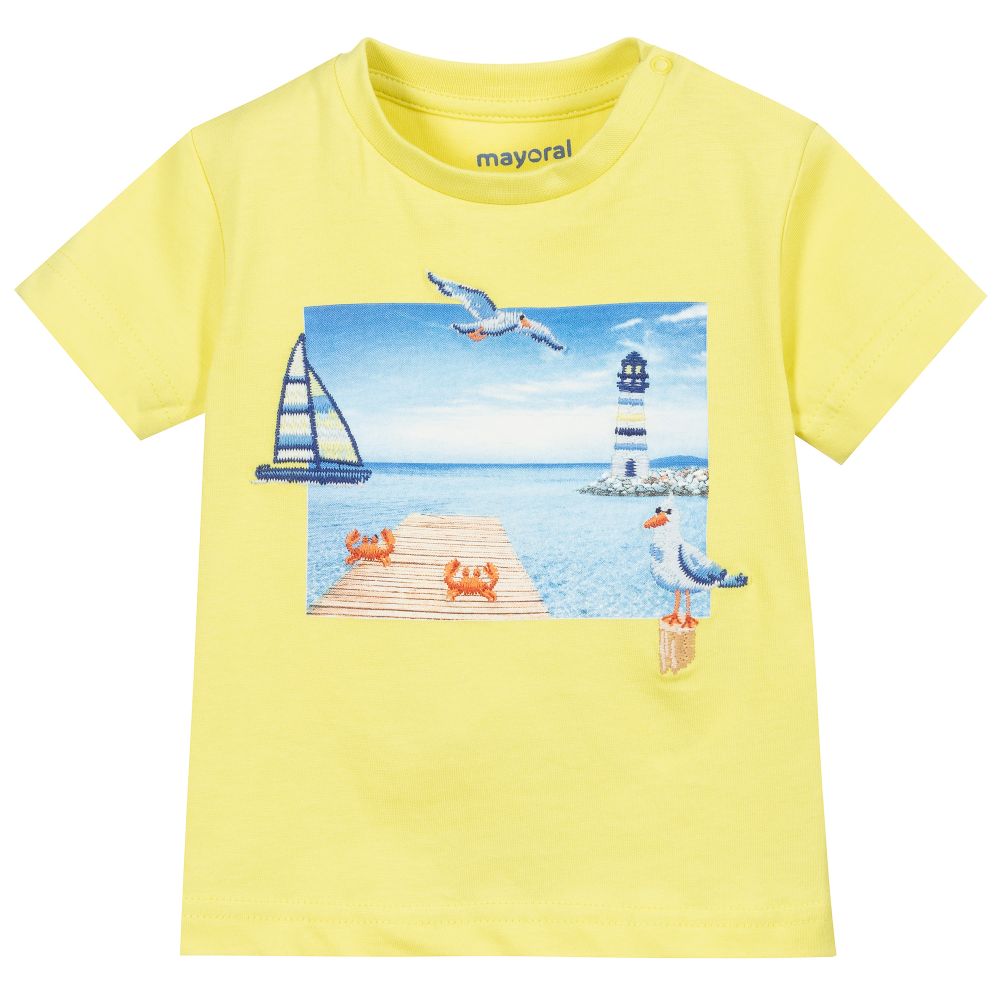 Mayoral - Grünes Baumwoll-T-Shirt mit Strand-Print | Childrensalon