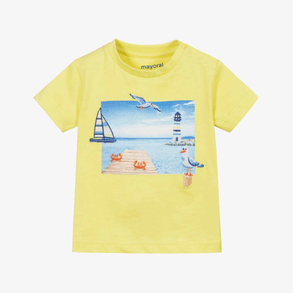 Mayoral-تيشيرت أطفال ولادي لون أخضر ليموني | Childrensalon Outlet