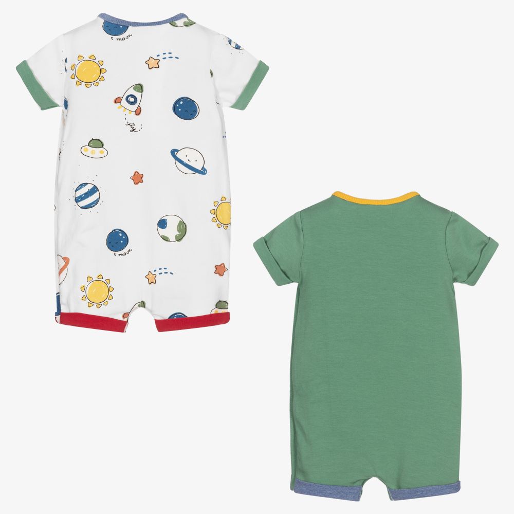 Mayoral Для новорожденных-Зеленый и белый песочник из хлопка (2шт.) | Childrensalon Outlet