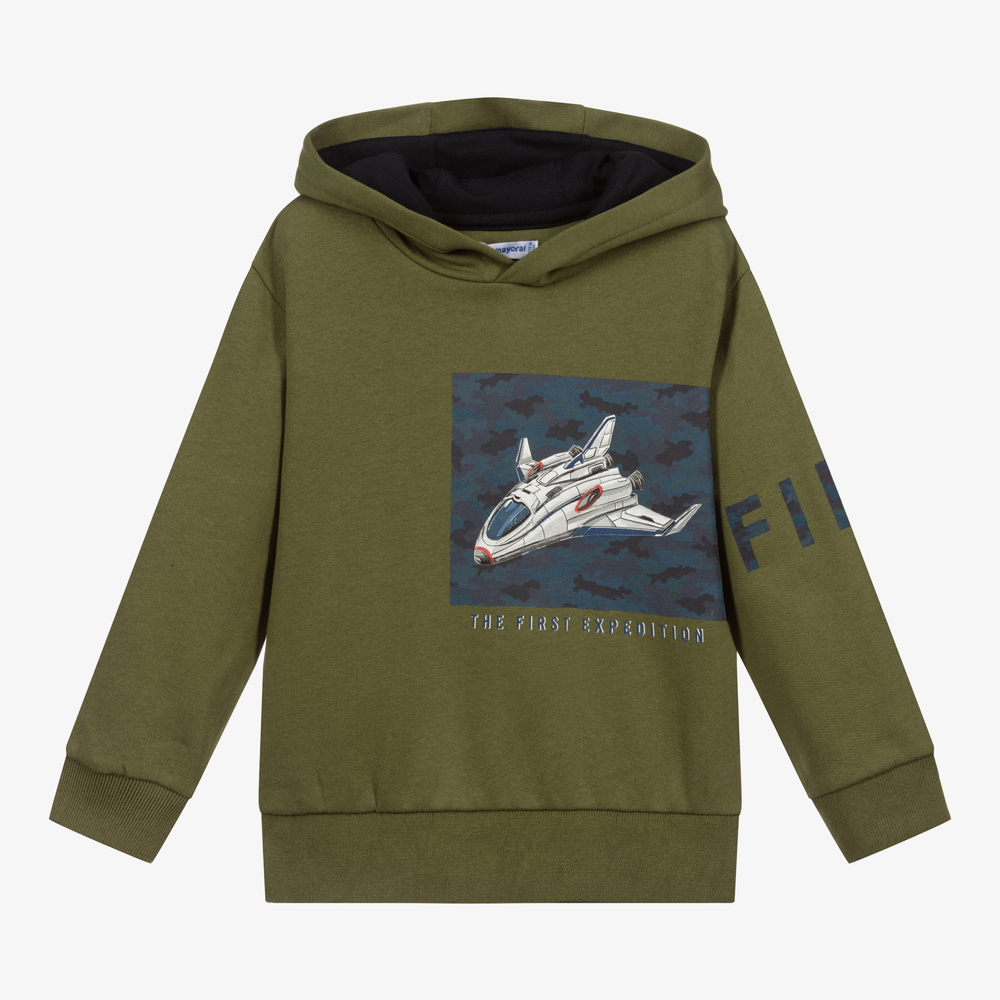 Mayoral - Green Cotton Spaceship Hoodie | Childrensalon