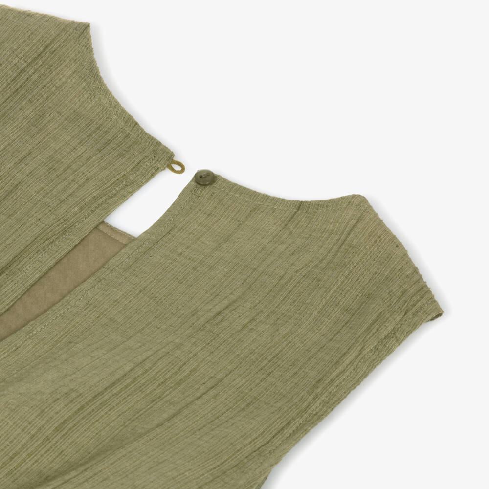 Mayoral-Green Crêpe Dress with Ruffles | Childrensalon Outlet