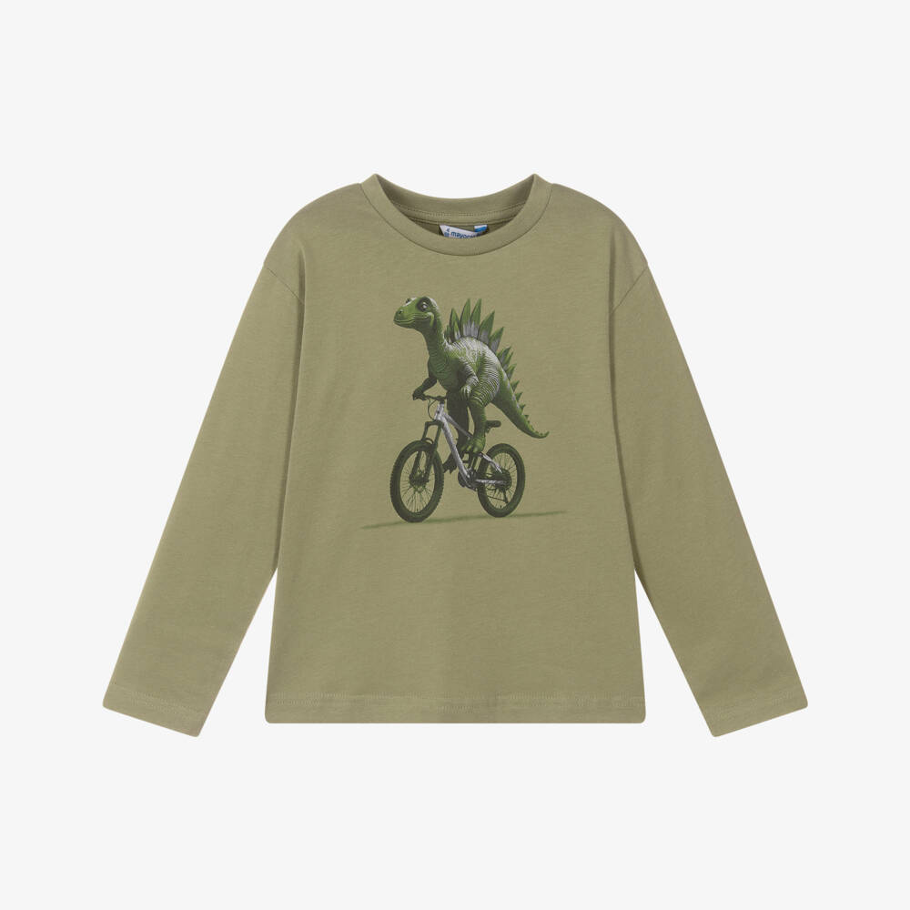 Mayoral-Green Dino Ls Top | Childrensalon Outlet