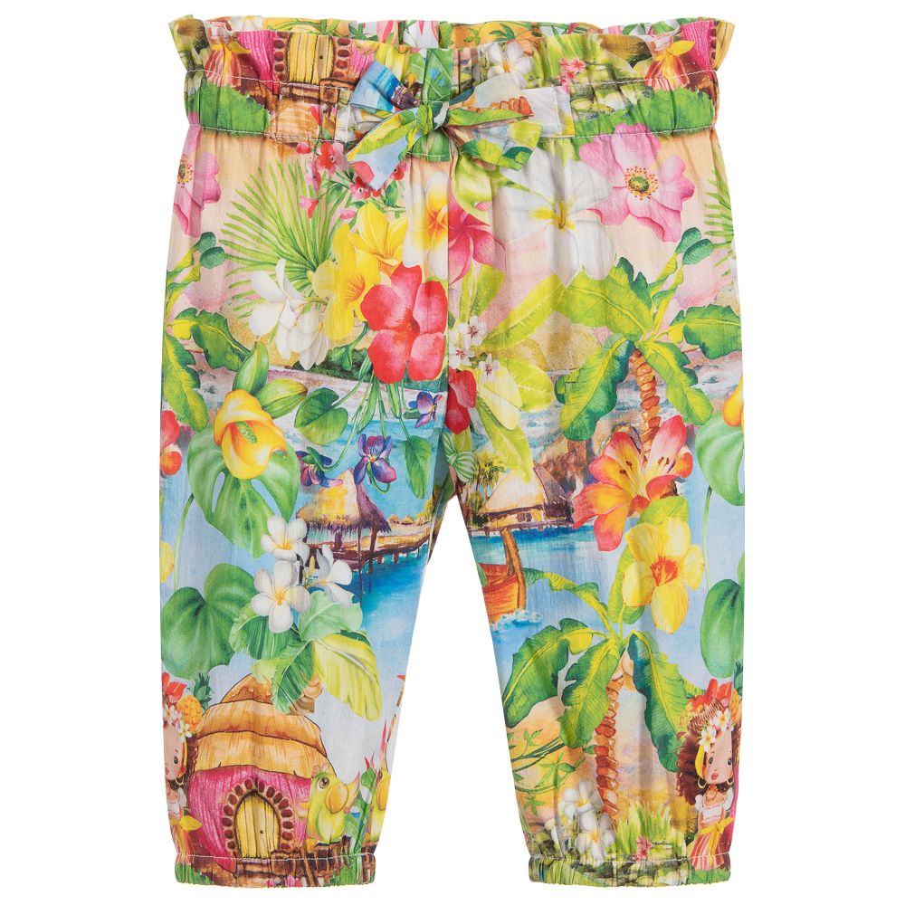 Mayoral - Green Floral Cotton Trousers | Childrensalon