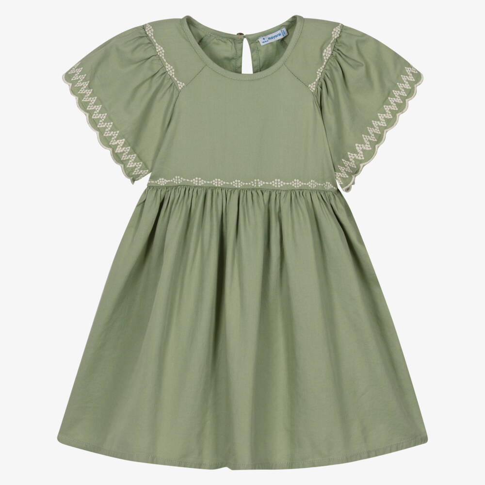 Mayoral-Green Floral Detail Dress | Childrensalon Outlet