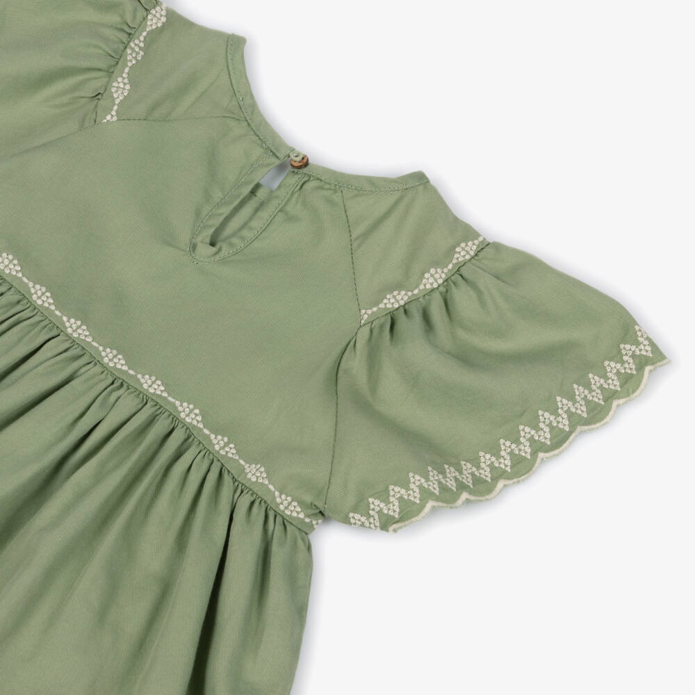 Mayoral-Green Floral Detail Dress | Childrensalon Outlet