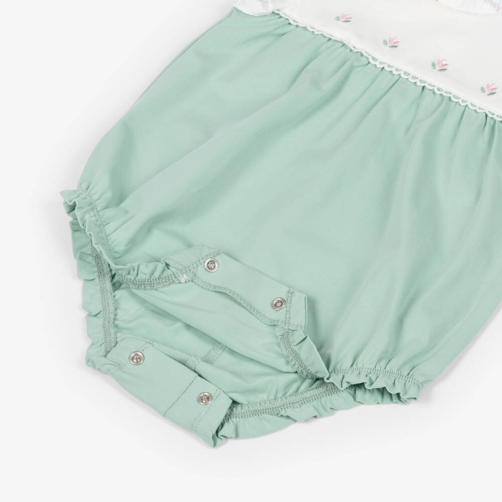 Mayoral Newborn-Green Flower Shortie & Hat Set | Childrensalon Outlet