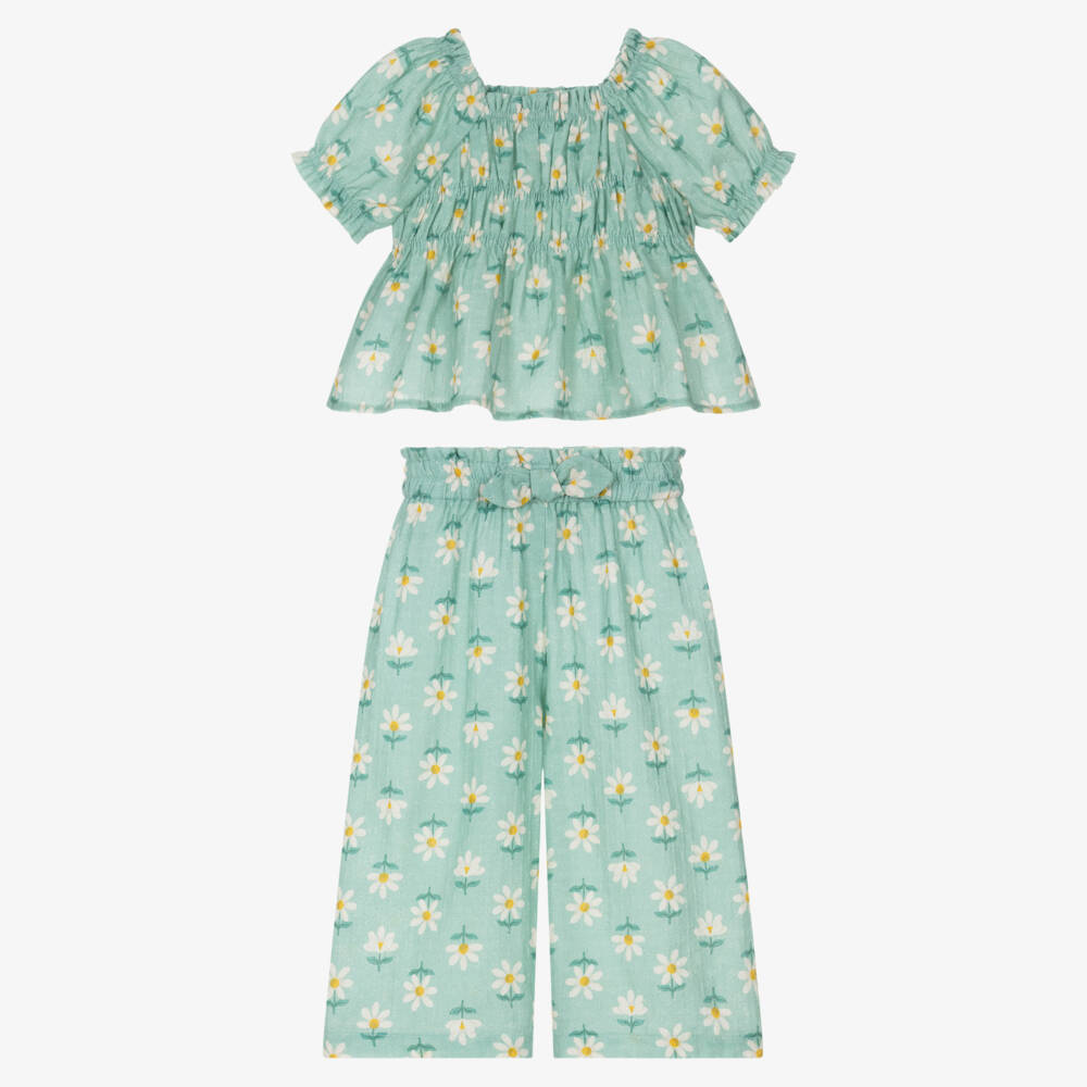 Mayoral-Green Flowers Aop Trousers Set | Childrensalon Outlet