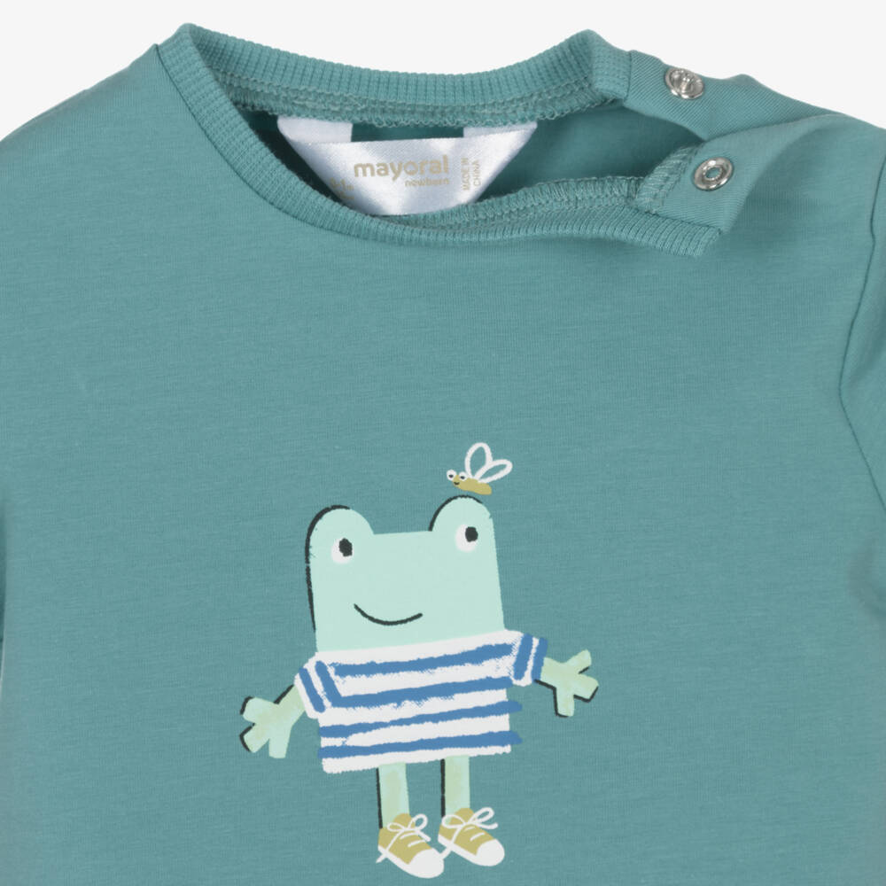 Mayoral Newborn-Green Frog Shorts Set | Childrensalon Outlet