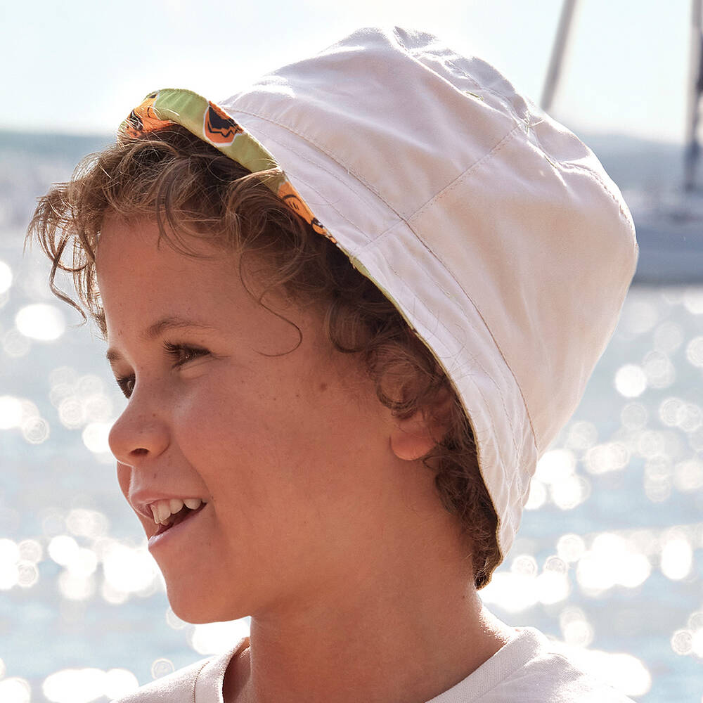 Mayoral-Green & Ivory Reversible Bucket Hat | Childrensalon Outlet
