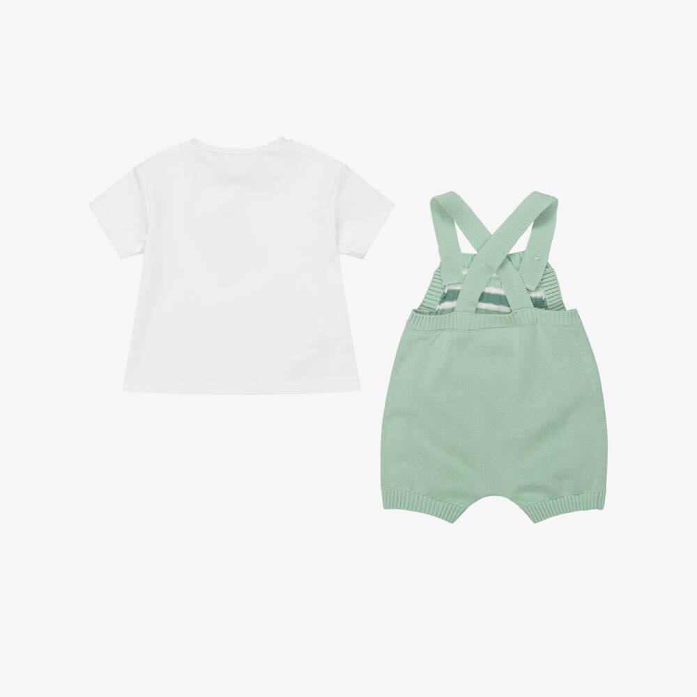Mayoral Newborn-Green Knit Dungaree Set | Childrensalon Outlet