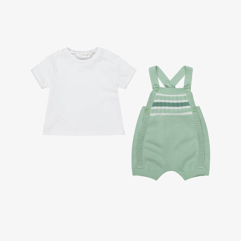 Mayoral Newborn-Green Knit Dungaree Set | Childrensalon Outlet