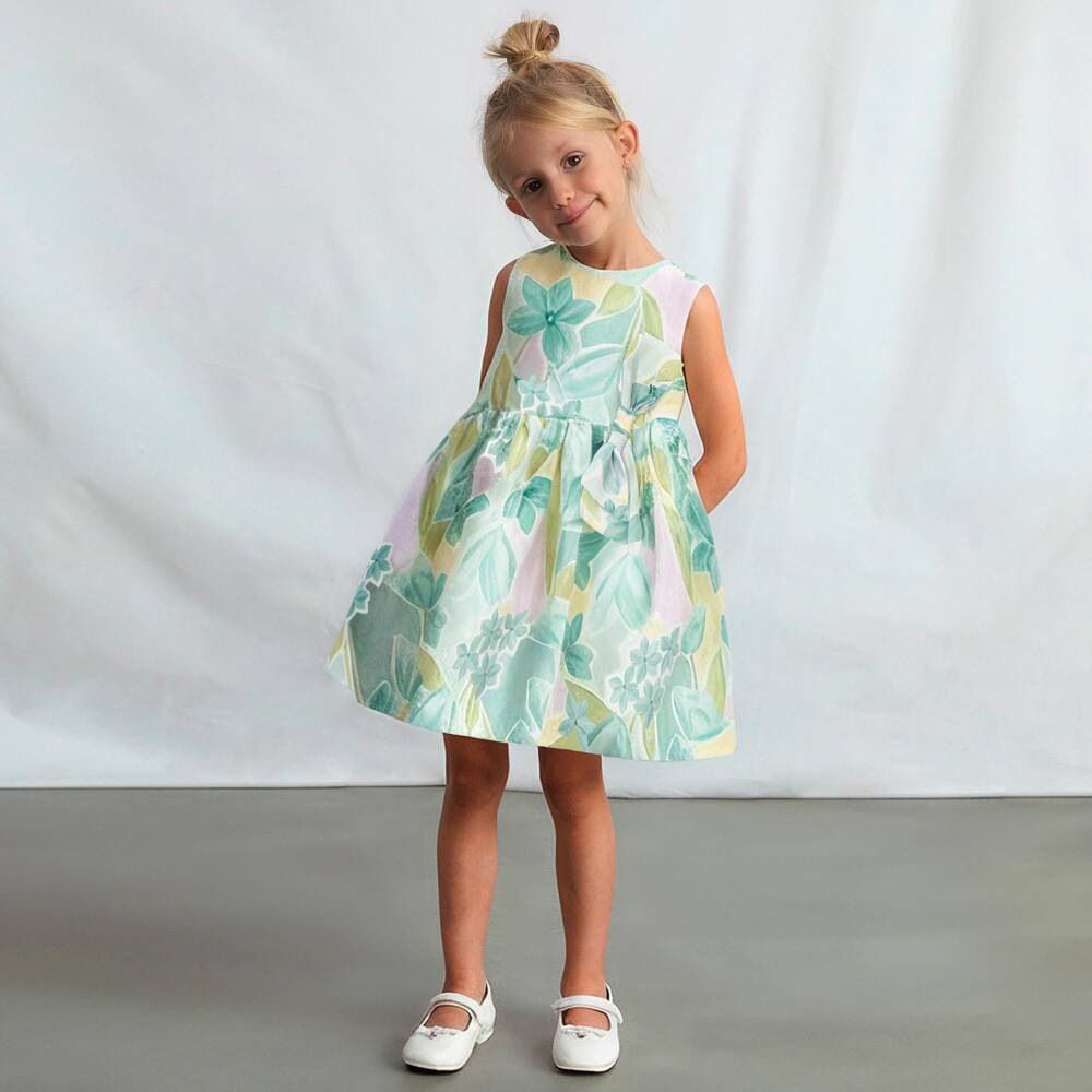 Mayoral-Green & Lilac Floral Dress | Childrensalon Outlet