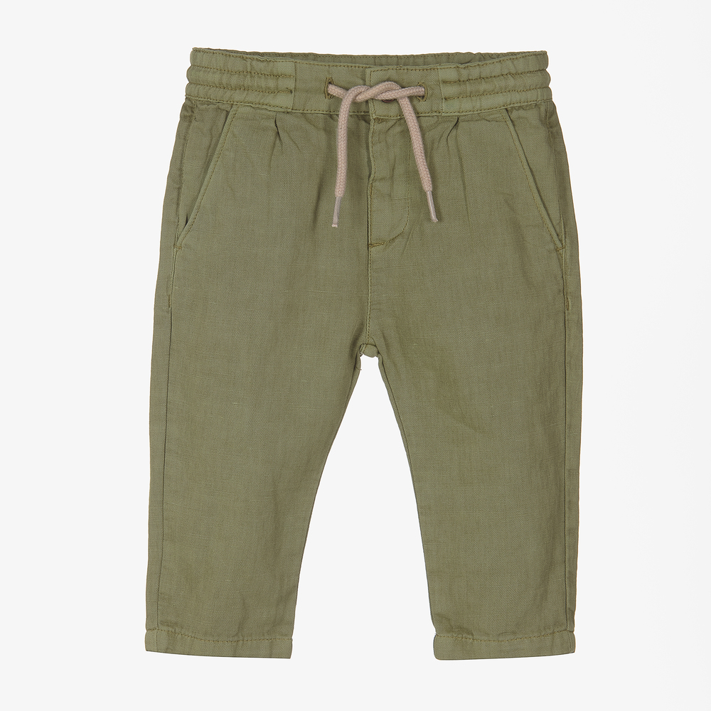 Mayoral - Pantalon vert en lin mélangé | Childrensalon