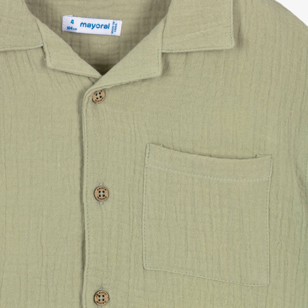 Mayoral-Green Muslin Shirt | Childrensalon Outlet