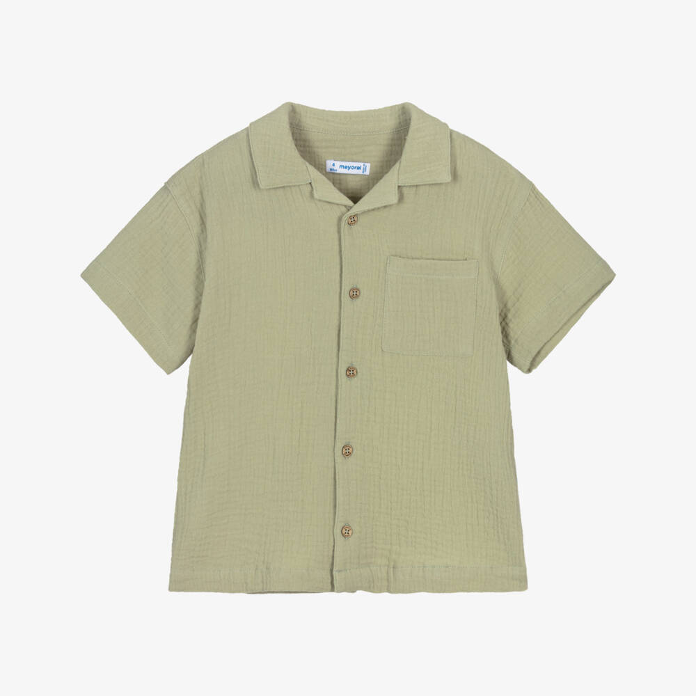 Mayoral-Green Muslin Shirt | Childrensalon Outlet