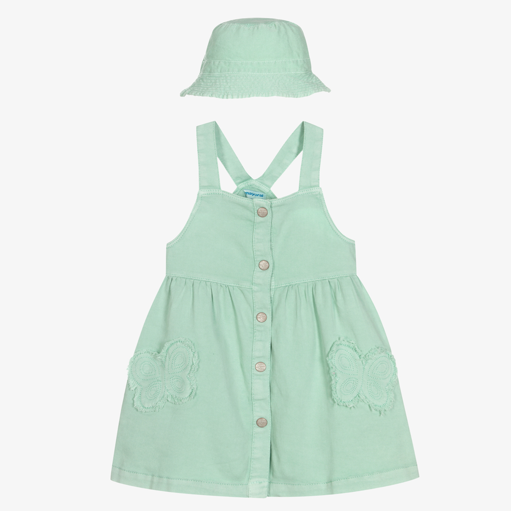 Mayoral - Ens. robe chasuble/chapeau verts | Childrensalon