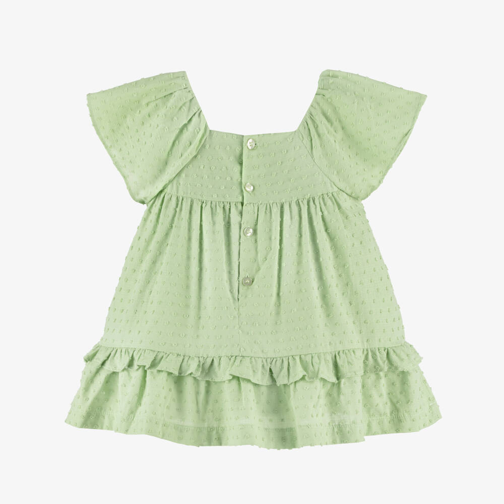 Mayoral-Green Smocked Ss Dress | Childrensalon Outlet