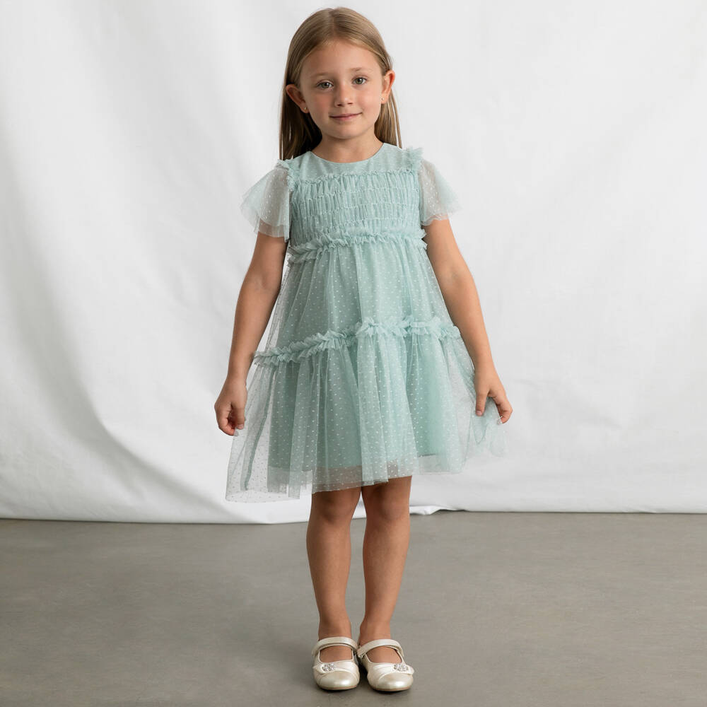 Mayoral-Green Tulle Dress | Childrensalon Outlet