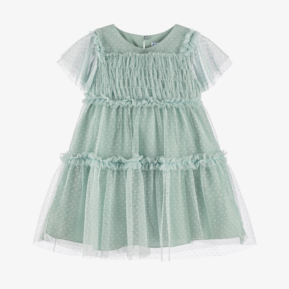 Mayoral-Green Tulle Dress | Childrensalon Outlet