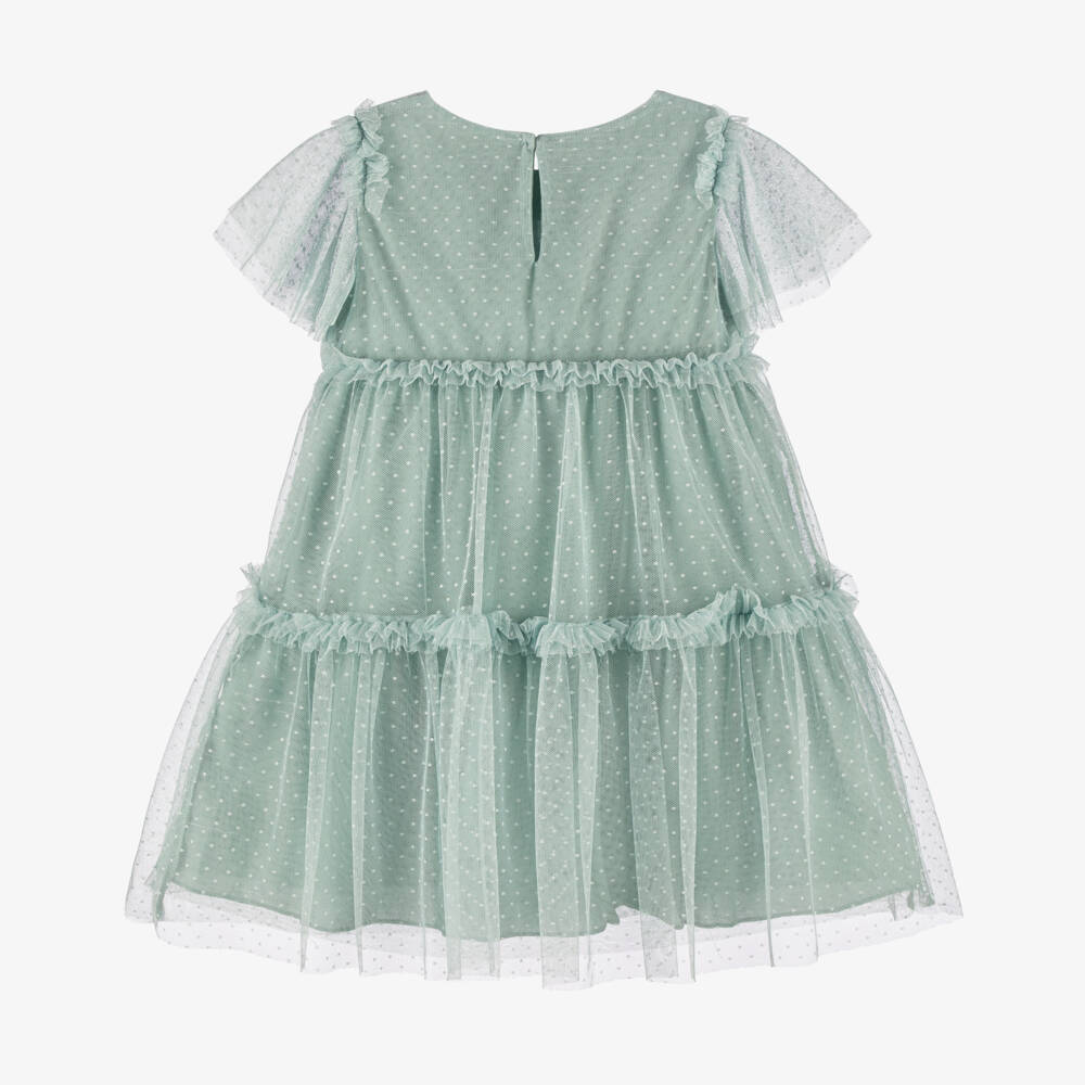 Mayoral-Green Tulle Dress | Childrensalon Outlet