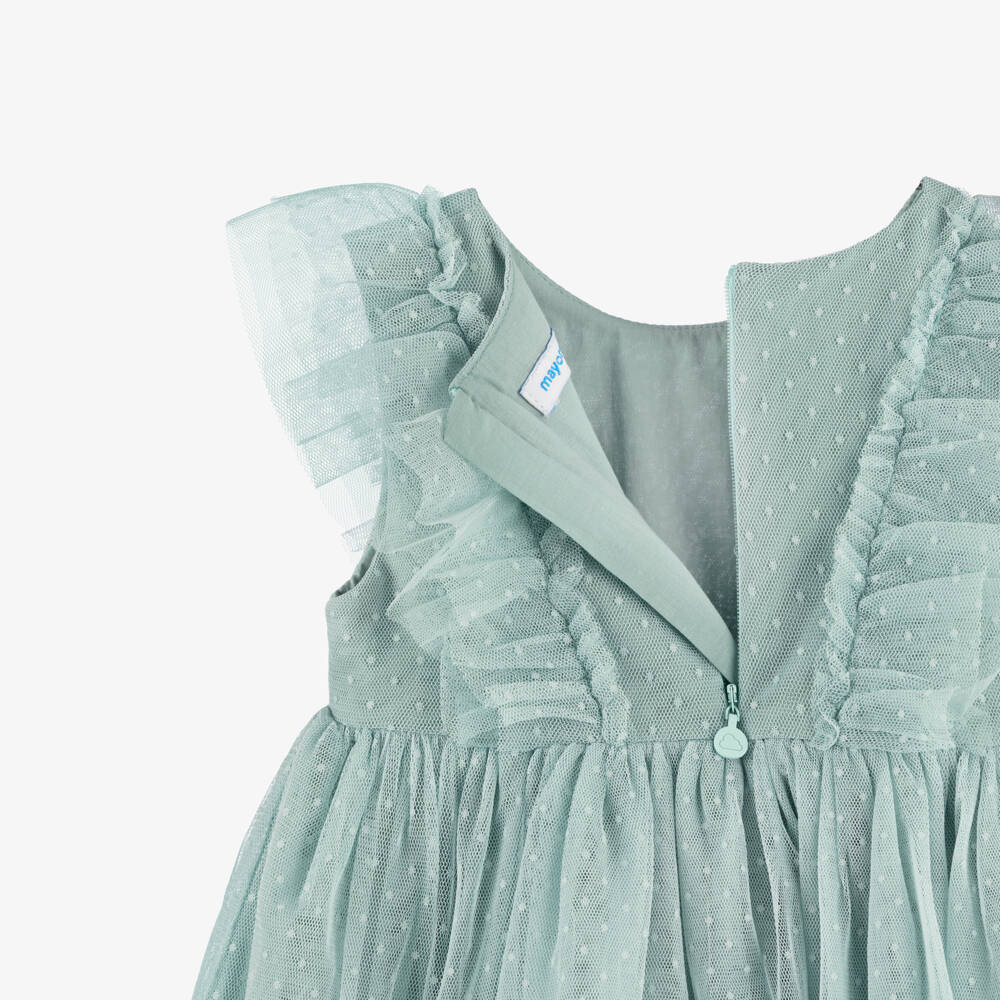Mayoral-Green Tulle Ss Dress & Headband Set | Childrensalon Outlet