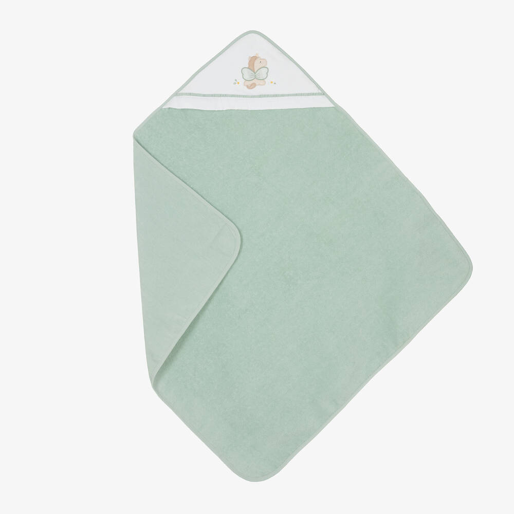 Mayoral - Green Unicorn Hooded Baby Towel (90cm) | Childrensalon