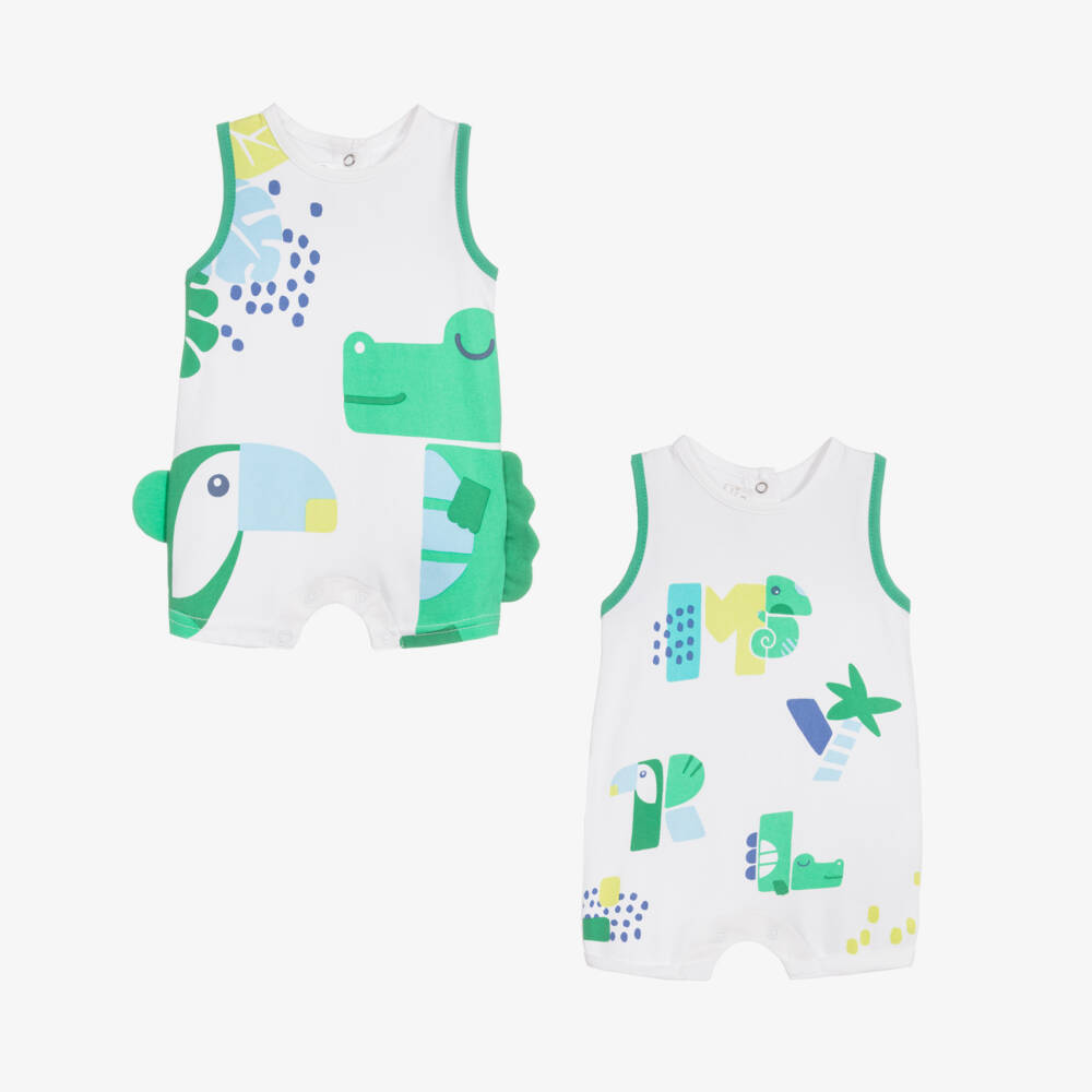Mayoral Newborn-تبّان قطن جيرسي لون أبيض وأخضر (عدد 2) | Childrensalon Outlet
