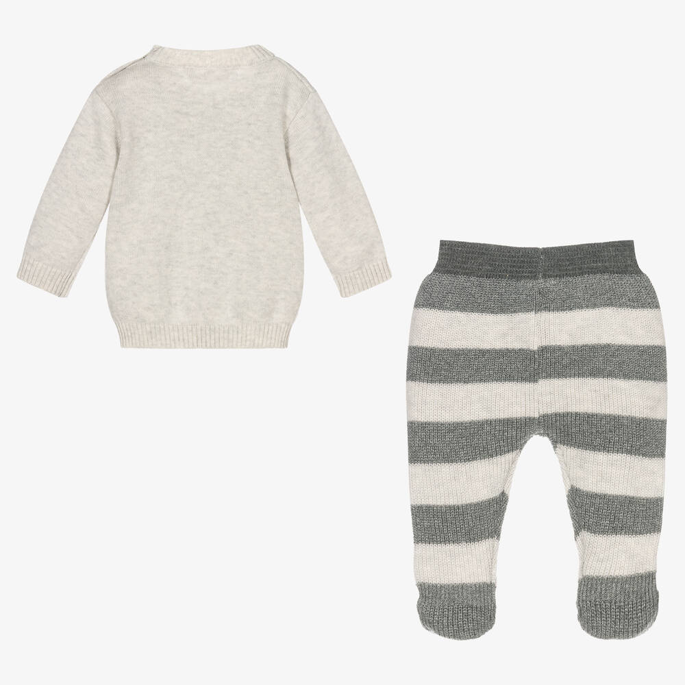 Mayoral Newborn-Grey 2 Piece Knitted Babygrow | Childrensalon Outlet