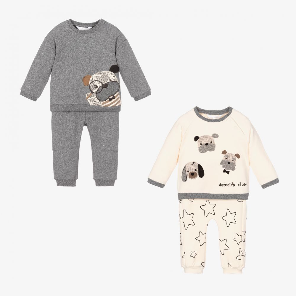Mayoral Newborn - Grey Baby Outfits (2 Pack) | Childrensalon