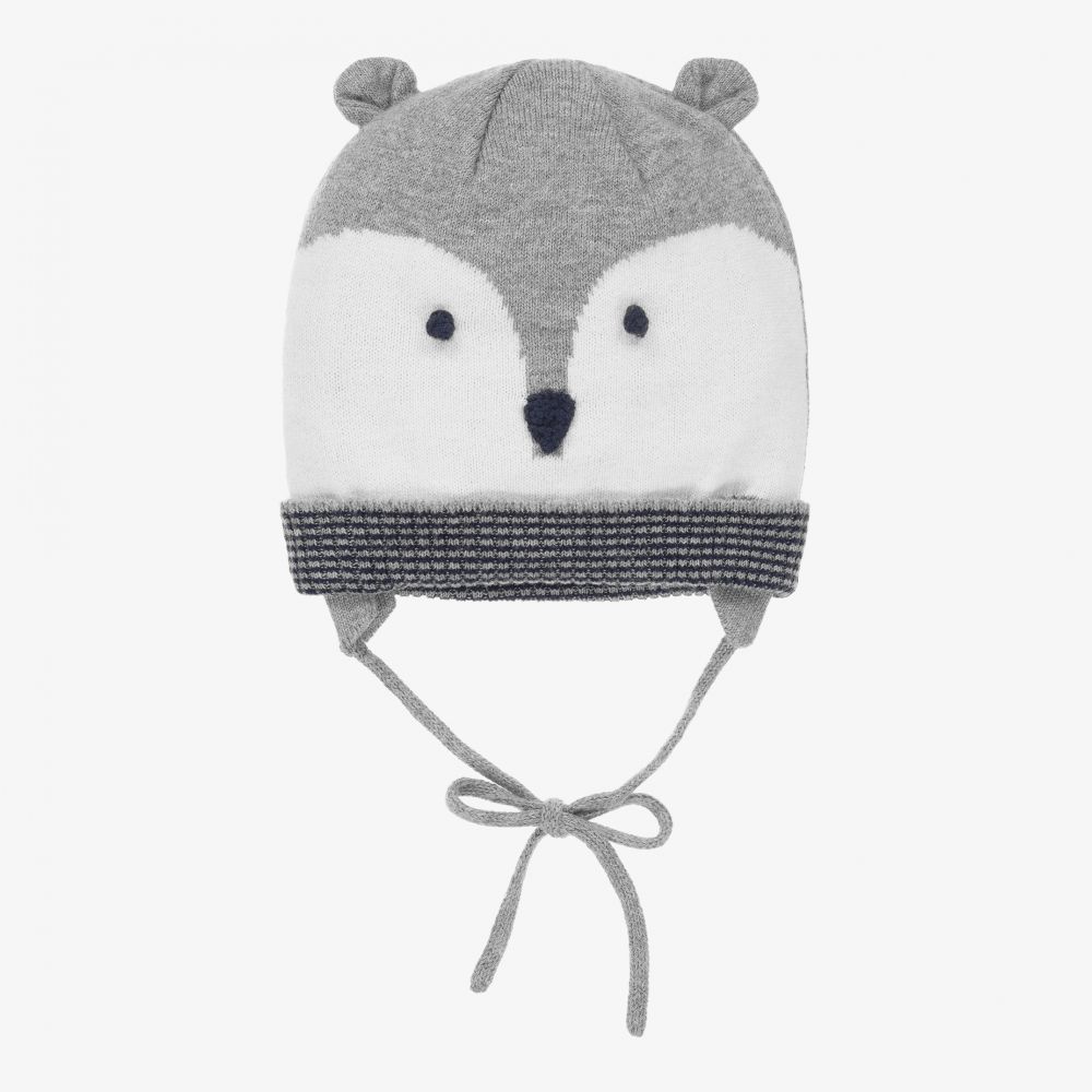 Mayoral - Bonnet gris en laine Ours | Childrensalon