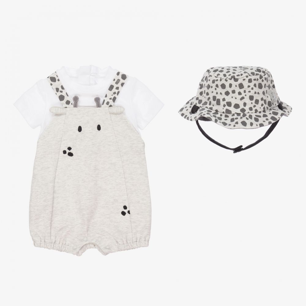 Mayoral Newborn - Grey Cotton Baby Shortie Set | Childrensalon