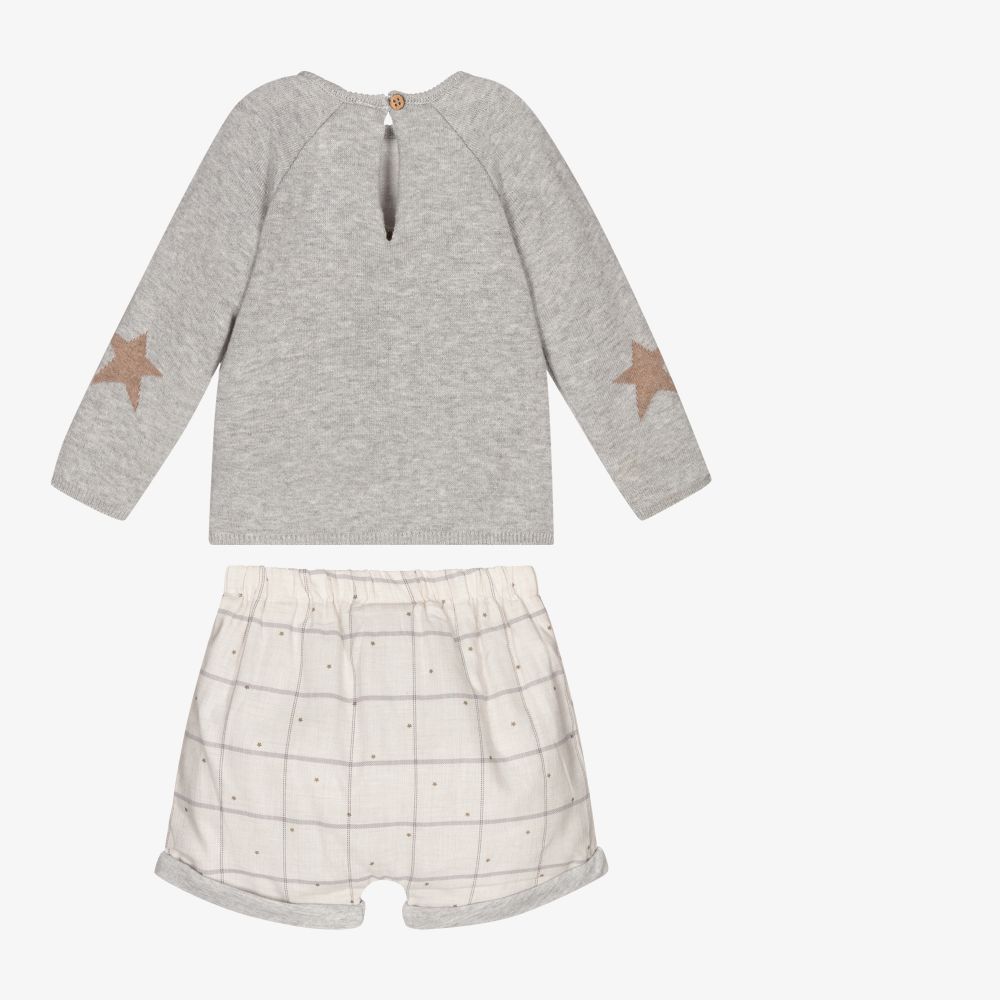 Mayoral Newborn Grey Cotton Baby Shorts Set Childrensalon Outlet