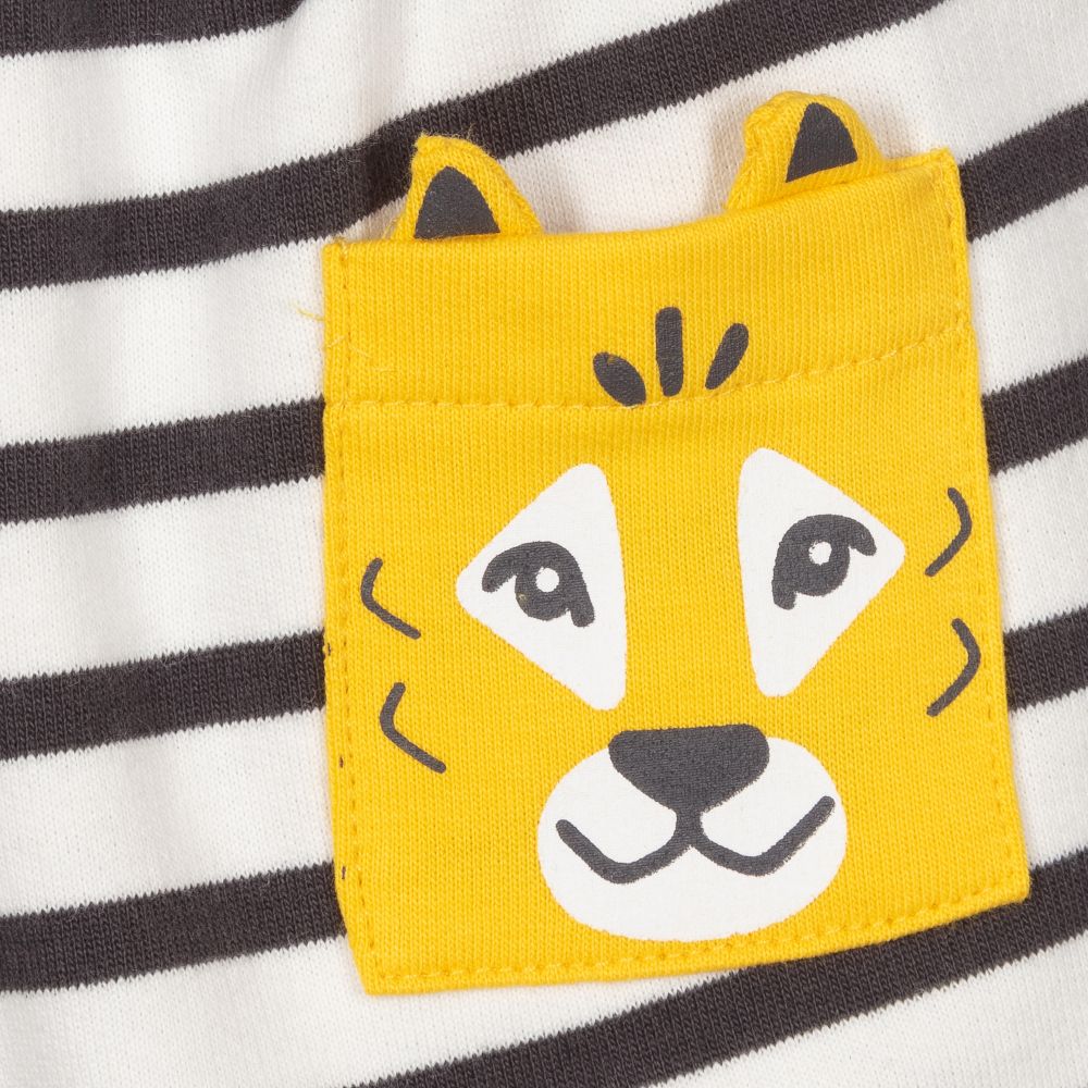 مايورال-شورت أطفال ولادي قطن جيرسي مقلم لون أبيض ورمادي داكن | Childrensalon Outlet