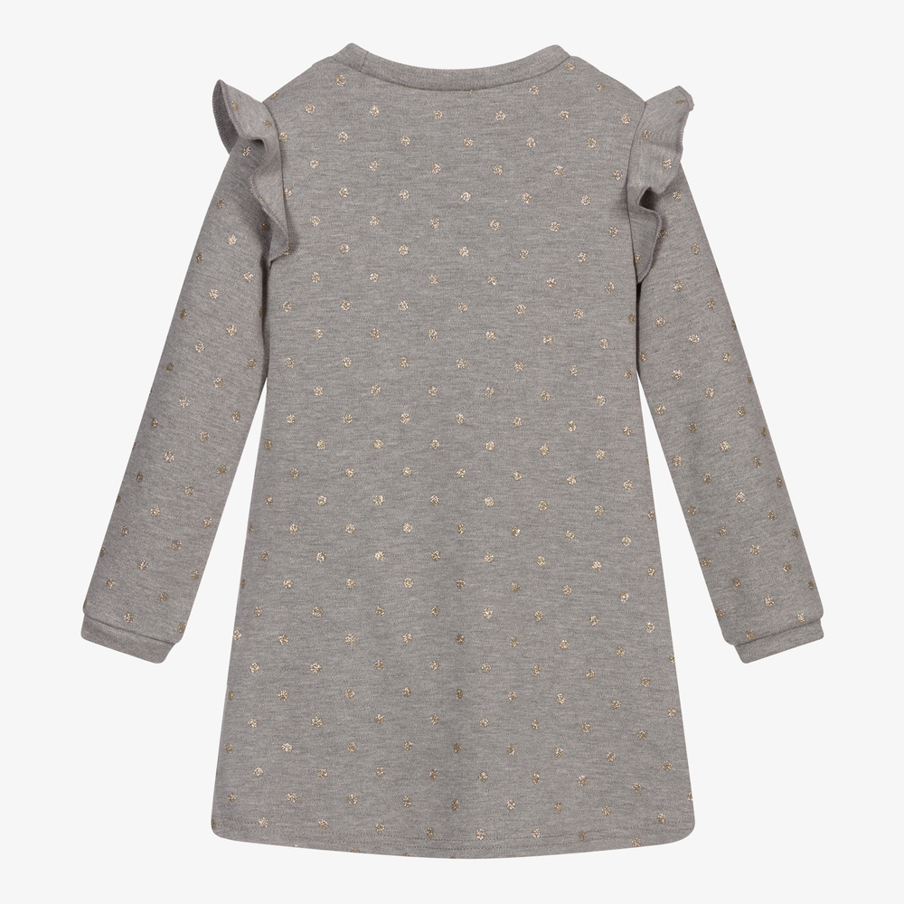 Mayoral-Grey & Gold Polka Dot Dress | Childrensalon Outlet
