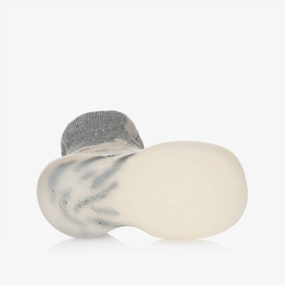 Mayoral Newborn-Grey & Ivory Animal Cotton Baby Slipper Socks | Childrensalon Outlet
