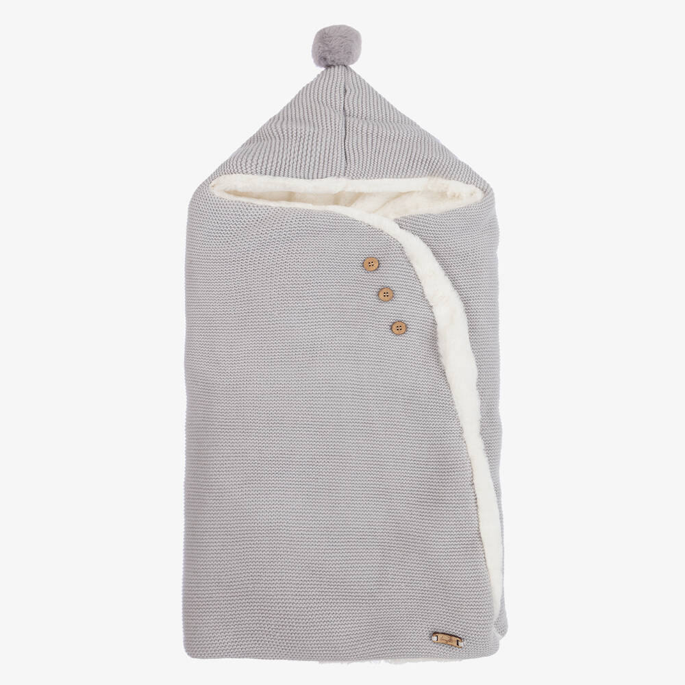 Mayoral Newborn-Grey Knitted Baby Nest (73cm) | Childrensalon Outlet