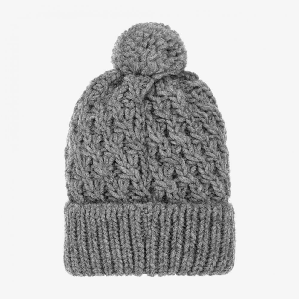 مايورال-قبعة بوم-بوم مزيج صوف محبوك لون رمادي للبنات | Childrensalon Outlet