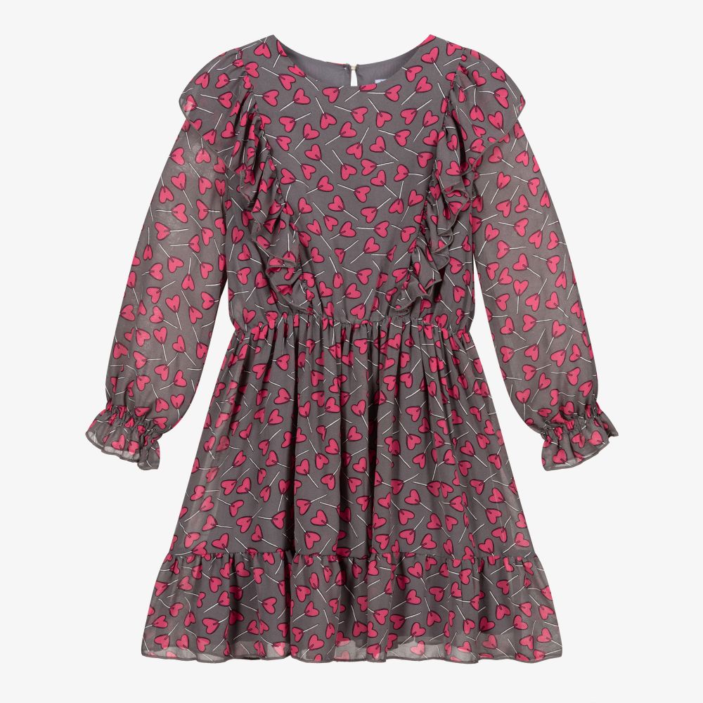 Mayoral - Robe grise et rose en mousseline | Childrensalon