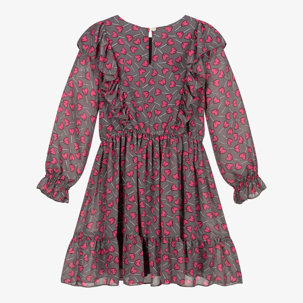 Mayoral-Grey & Pink Chiffon Dress | Childrensalon Outlet