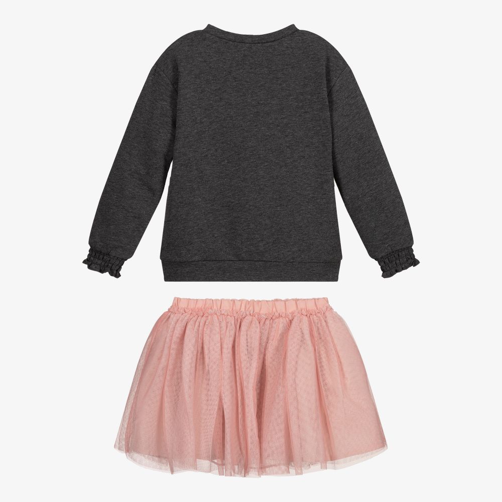 مايورال-طقم تنورة توتو تول وتوب لون رمادي وزهري | Childrensalon Outlet