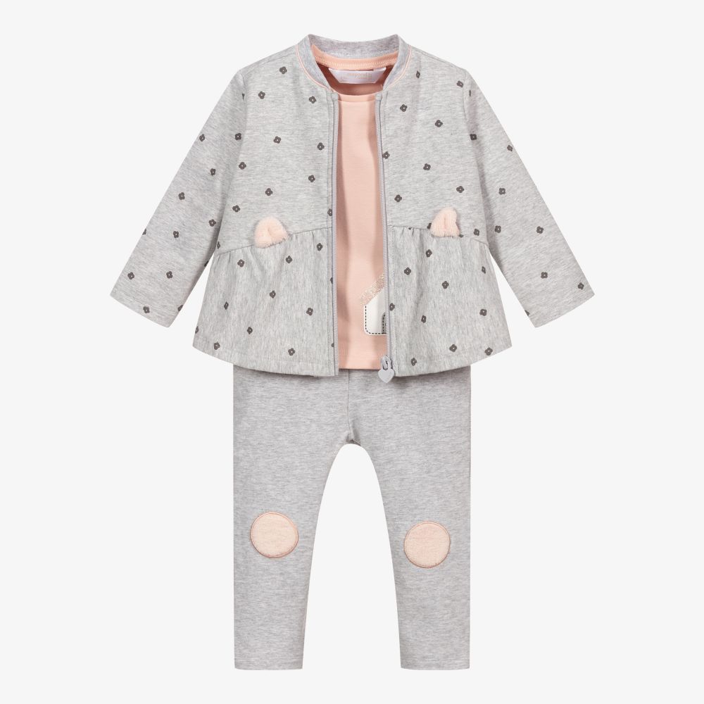 Mayoral Newborn - Grey & Pink Trouser Set | Childrensalon