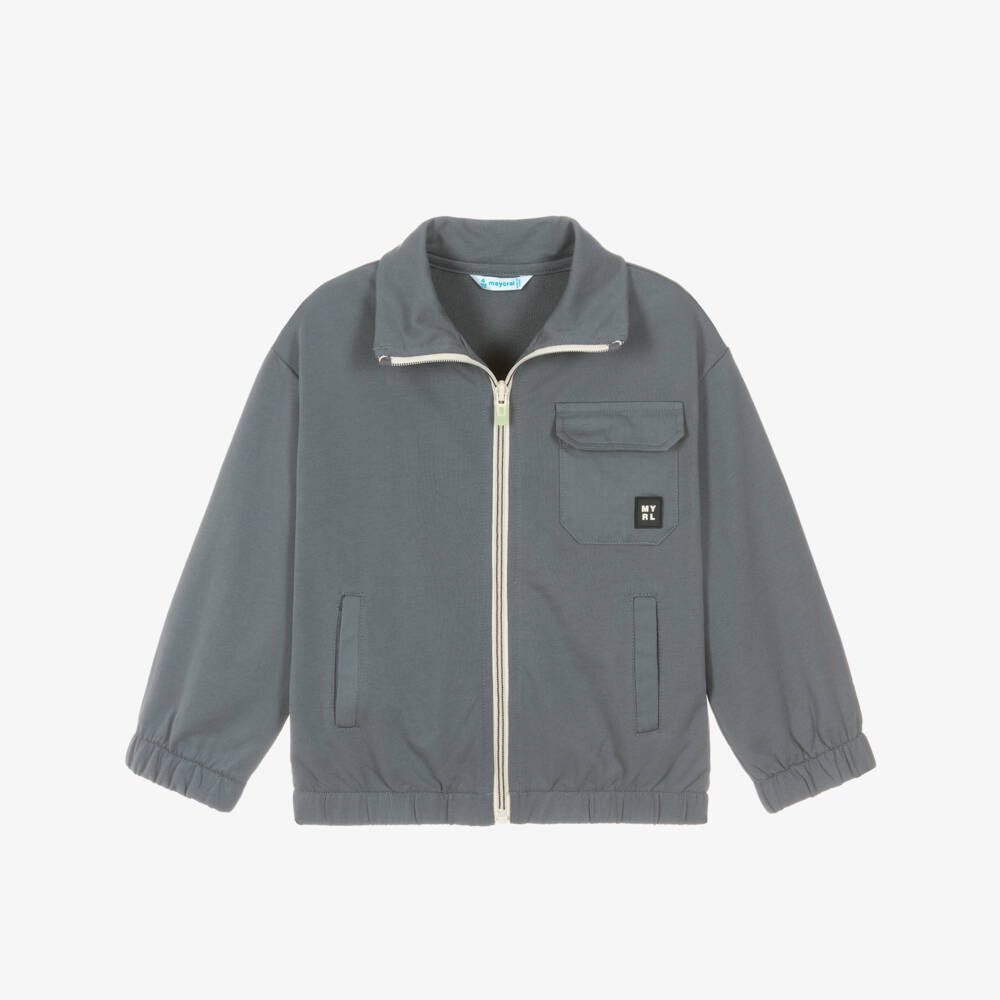 Mayoral-Grey Pocket Zip Up Top | Childrensalon Outlet