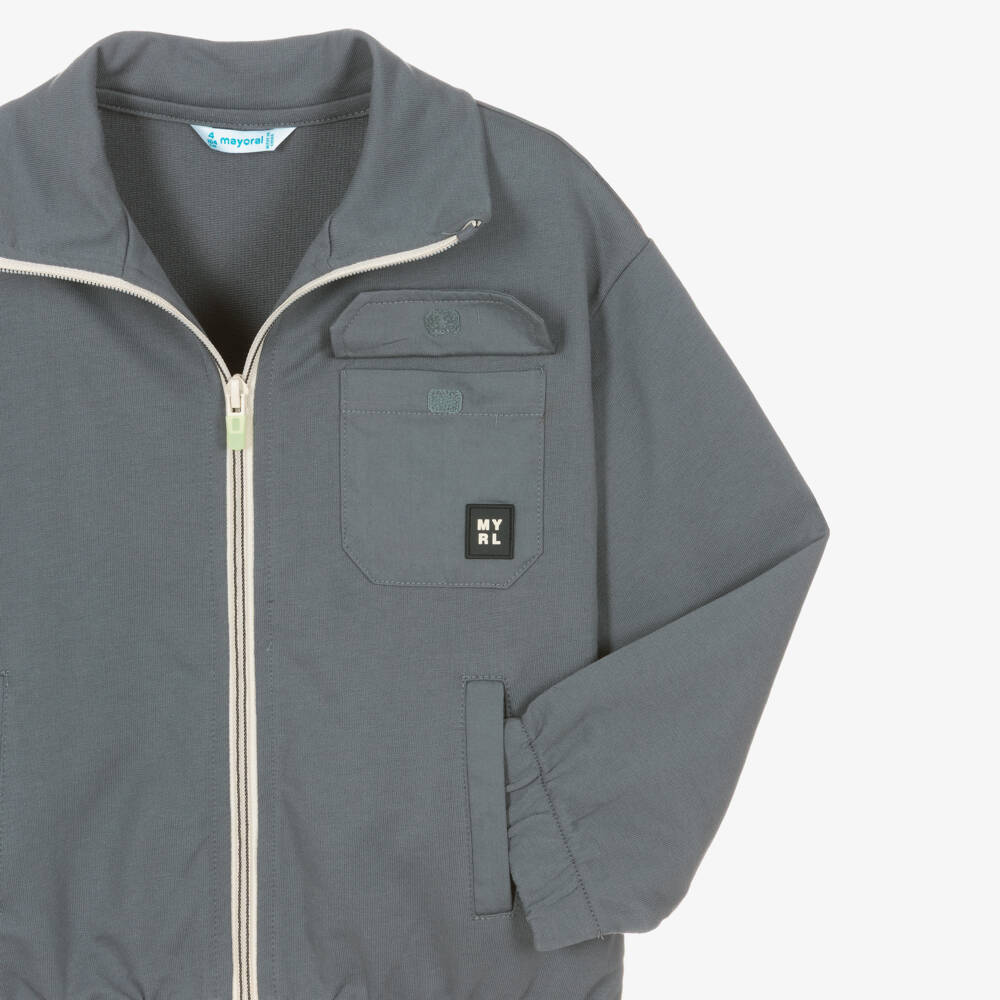 Mayoral-Grey Pocket Zip Up Top | Childrensalon Outlet
