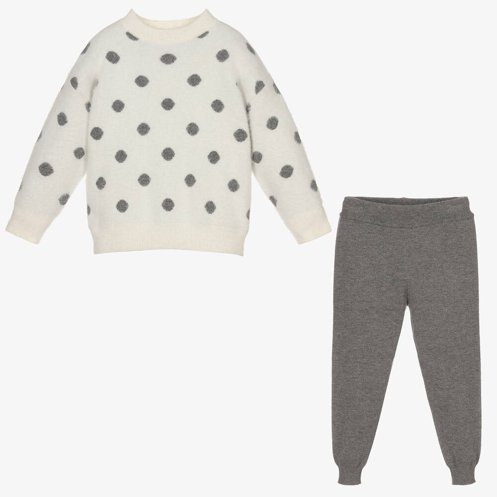 Mayoral-Grey Polka Dot Joggers Set | Childrensalon Outlet